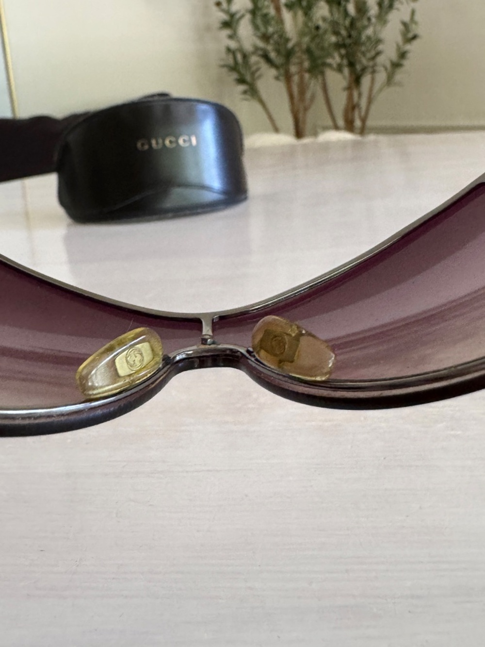 GUCCI Vintage Y2K Wraparound Shield Sunglasses Horsebit Purple Aviator GG 2764/S - Picture 7 of 12
